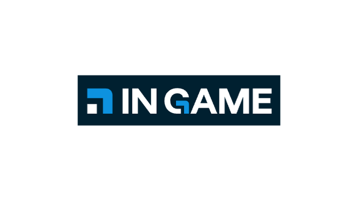 Blue and white "IN GAME" logo with a stylized 'h' like 'I' and light blue 'G'.